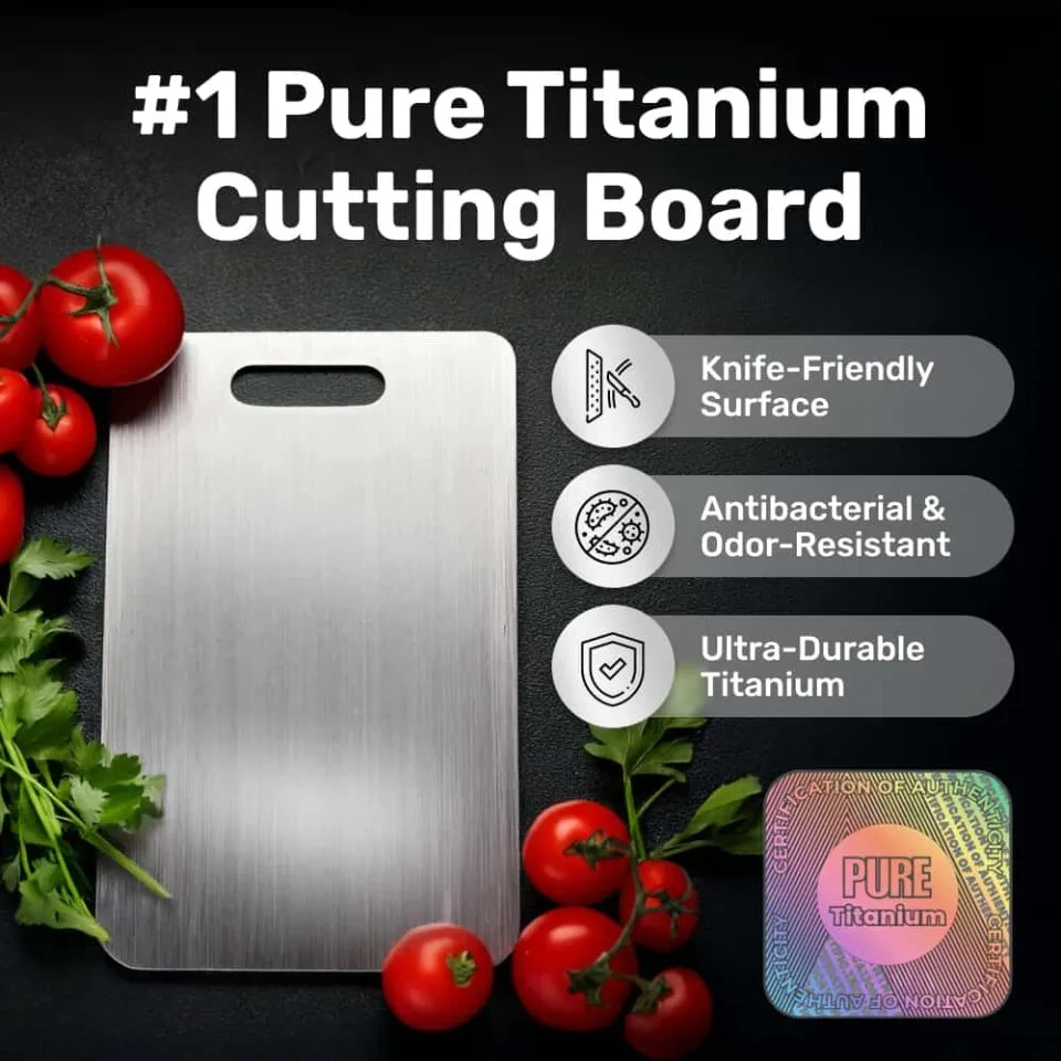 Katori titanium cutting board on a kitchen counter