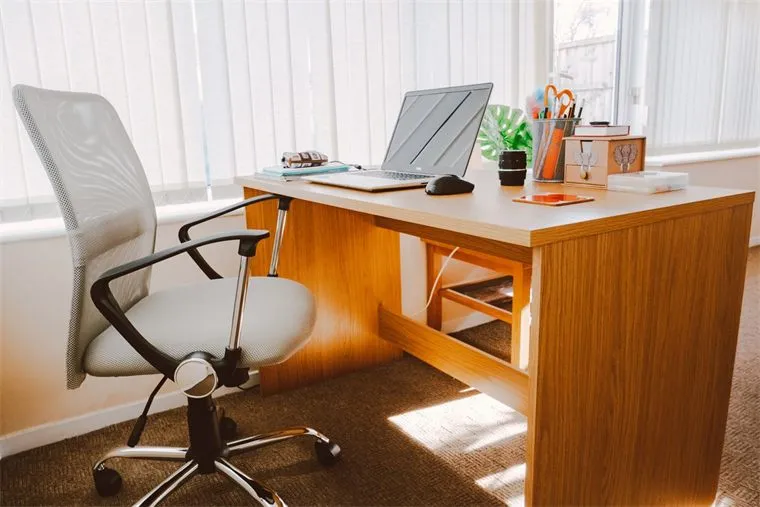 Home office desk by a window