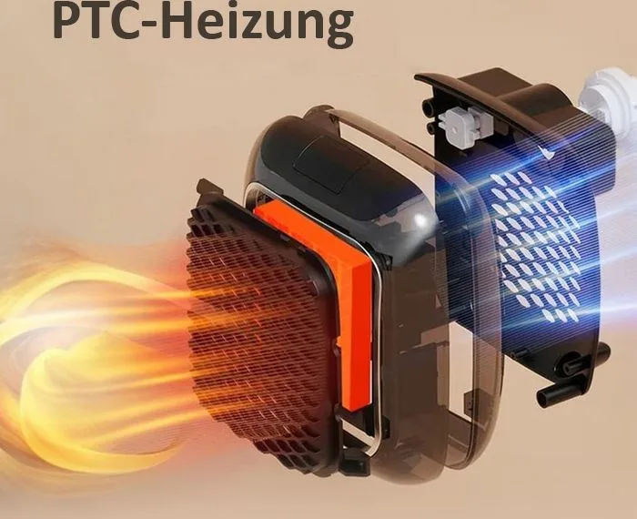 Explosionsdarstellung des Keilini Heizlüfters mit PTC-Keramik-Heizelement