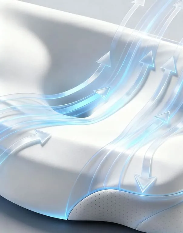 Melara Pillow illustrating airflow through its breathable design