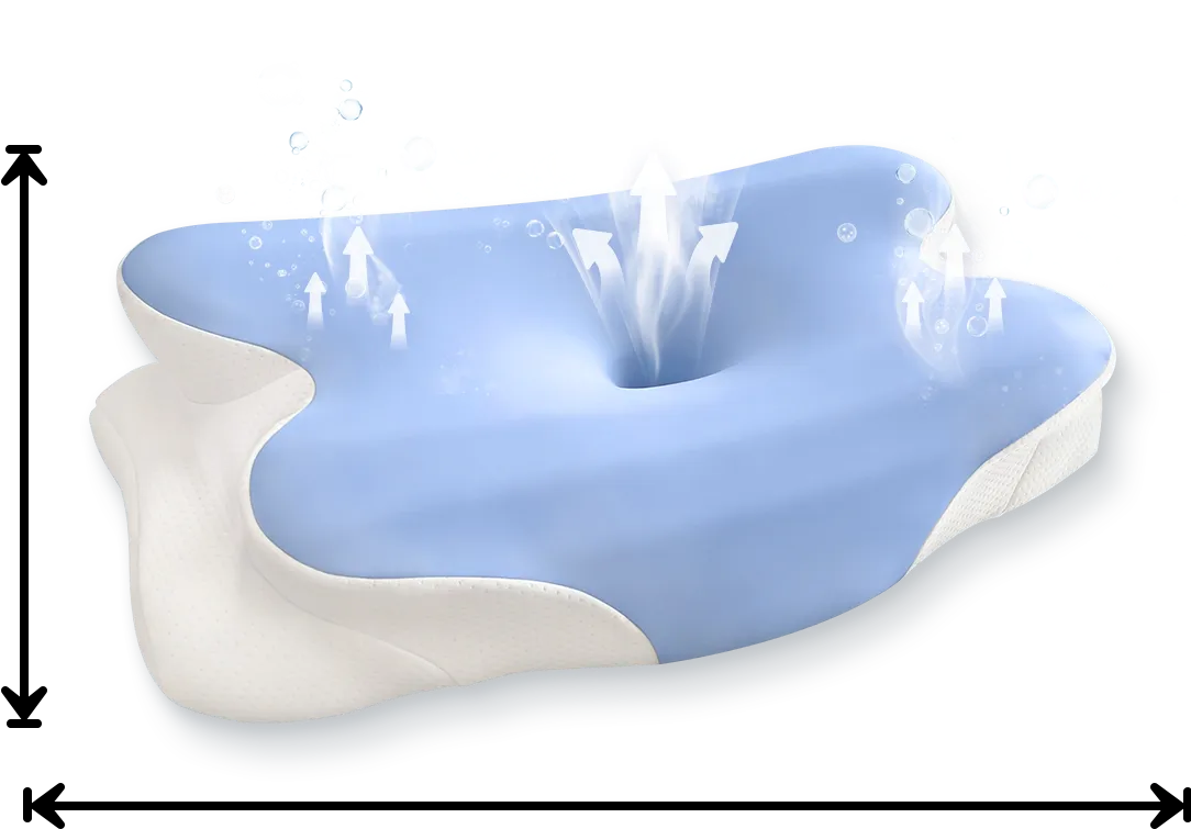 Melara Pillow butterfly memory foam pillow on a white background with its width and length marked
