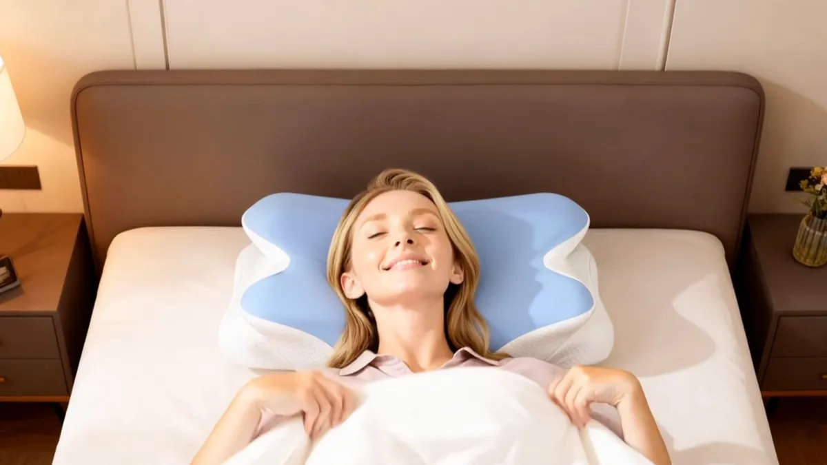 Melara Pillow butterfly pillow on a bed in a bedroom