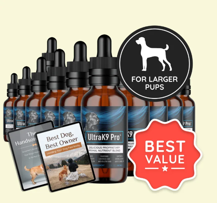UltraK9 Pro twelve-bottle pack with the two free bonus e-books